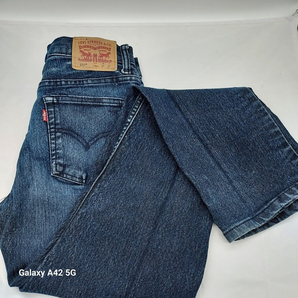 Levis 511 Slim Jeans Boys Size 14 Regular Dark Wash Denim W27 L27